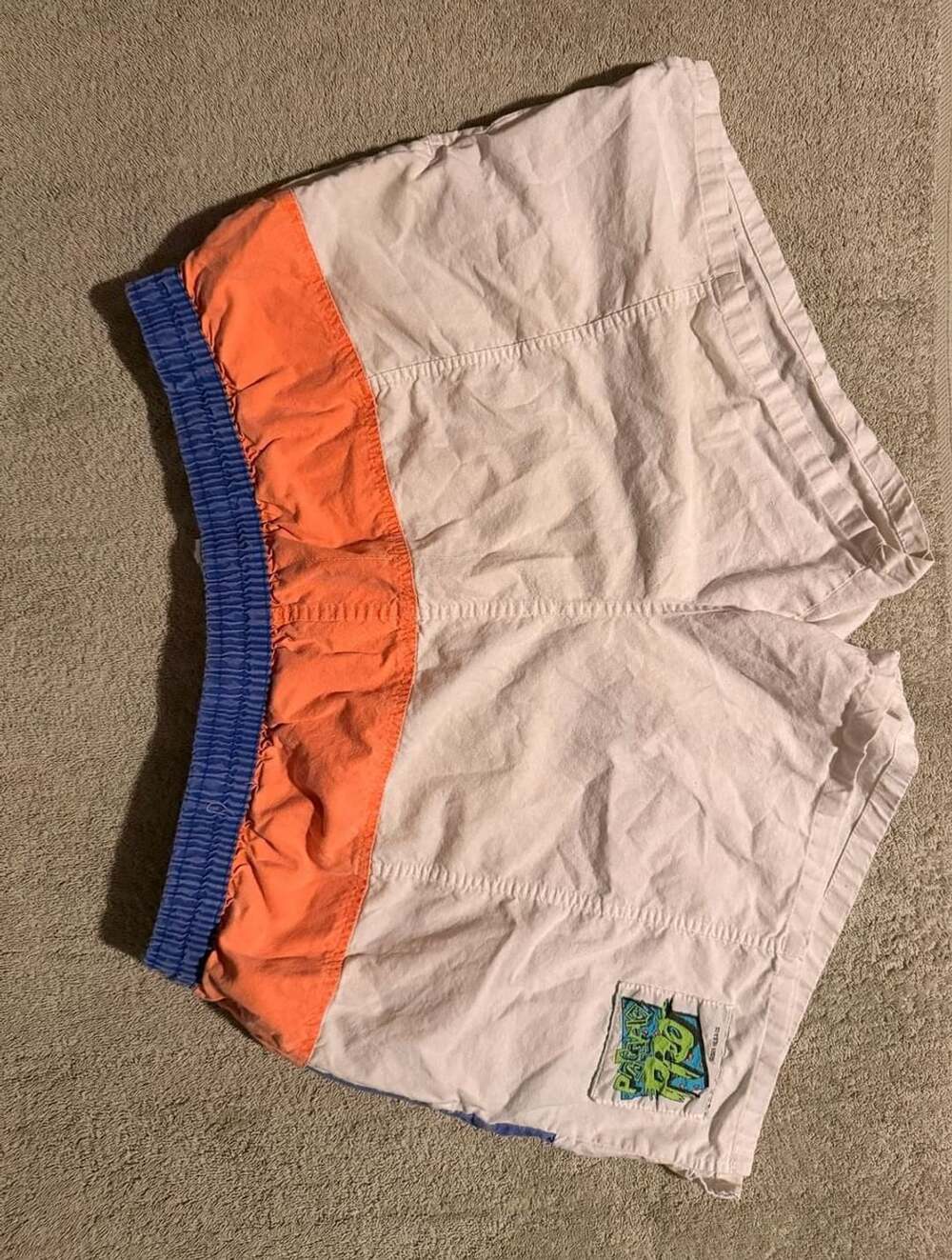 Pacific Sunwear Swim Shorts Size L (36-38) White Orange Blue 1990s Vintage